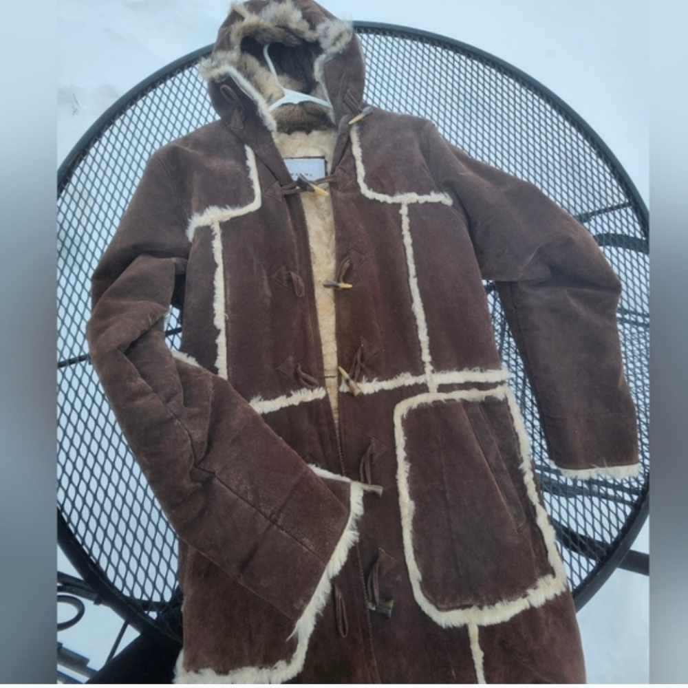 Sale Wilsons Vintage Maxima Hooded Trench Leather 100% Rabbit Fur Hood Lining - Picture 9 of 9